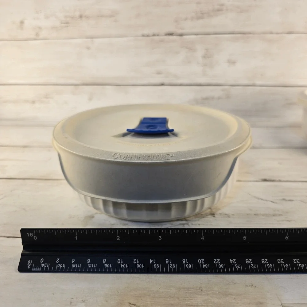 CorningWare French White Stoneware Bowl Set 16oz 24oz with Vented Lids 2pc